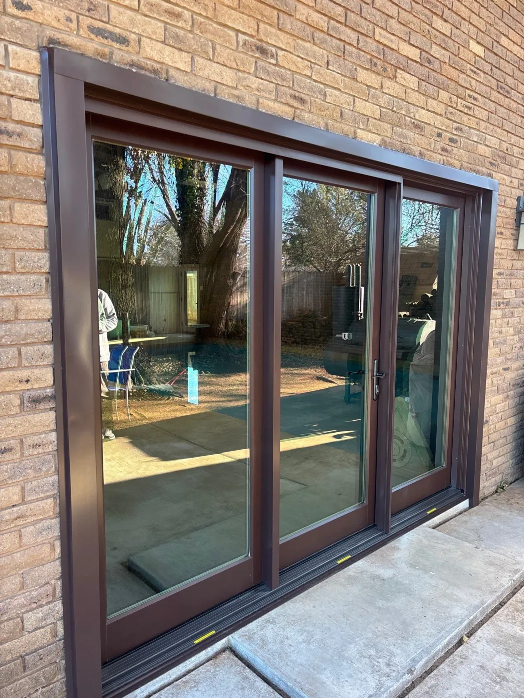 Brown Triple Patio Door Clovis New Mexico Amarillo Solar Shade