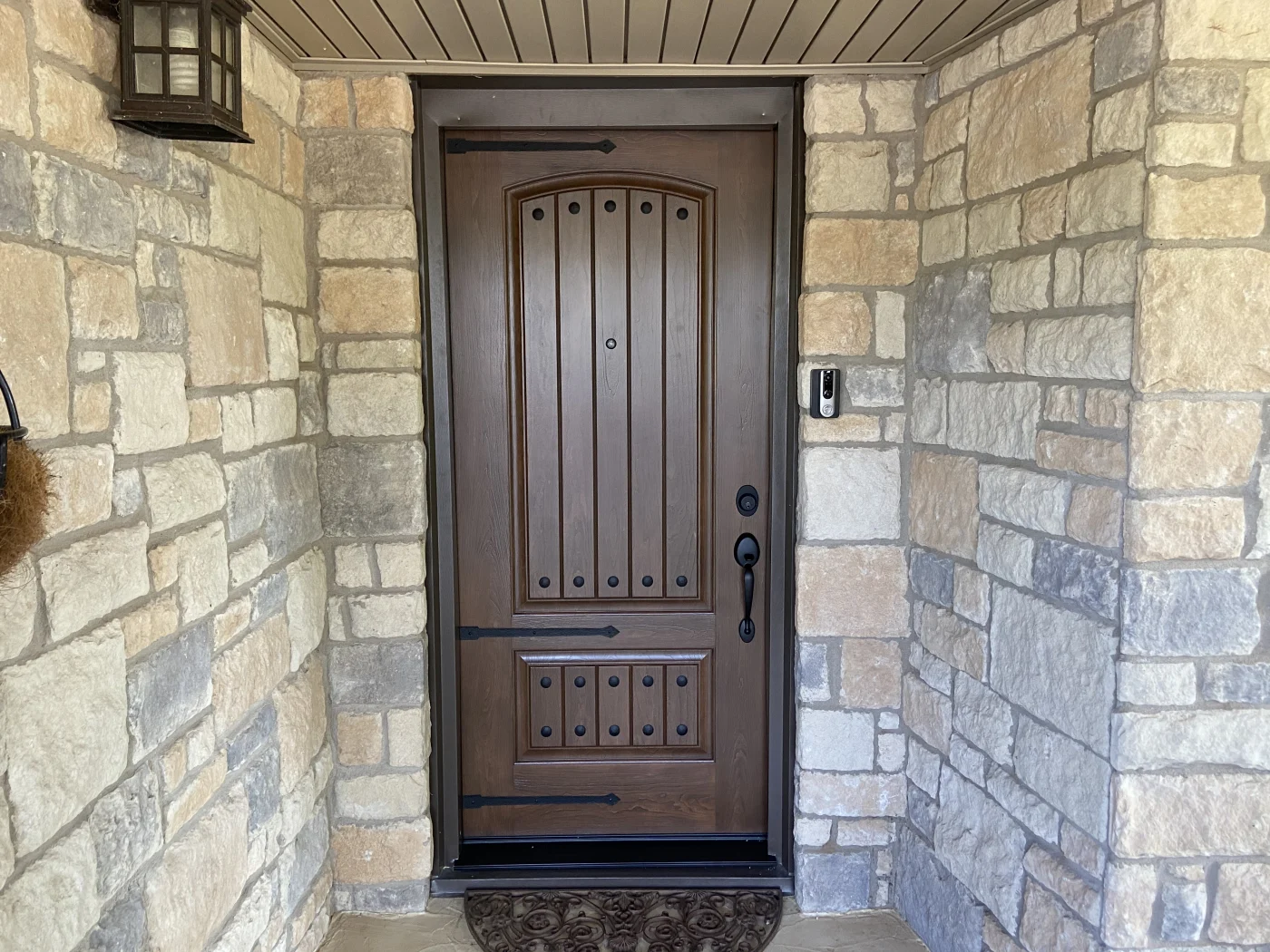 Provia Entry Door Signet Fiberglass Clavos Hinge Straps Coffee Bean Provia Amarillo Solar Shade Plainview Texas After