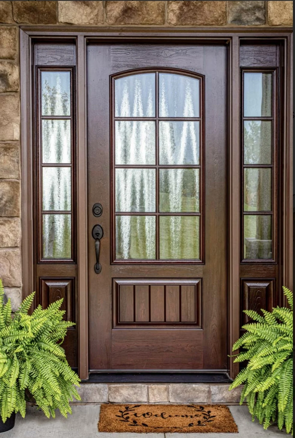 ProVia Signet® fiberglass entry door installed by Amarillo Solar Shade Co. for a home in the Texas Panhandle.